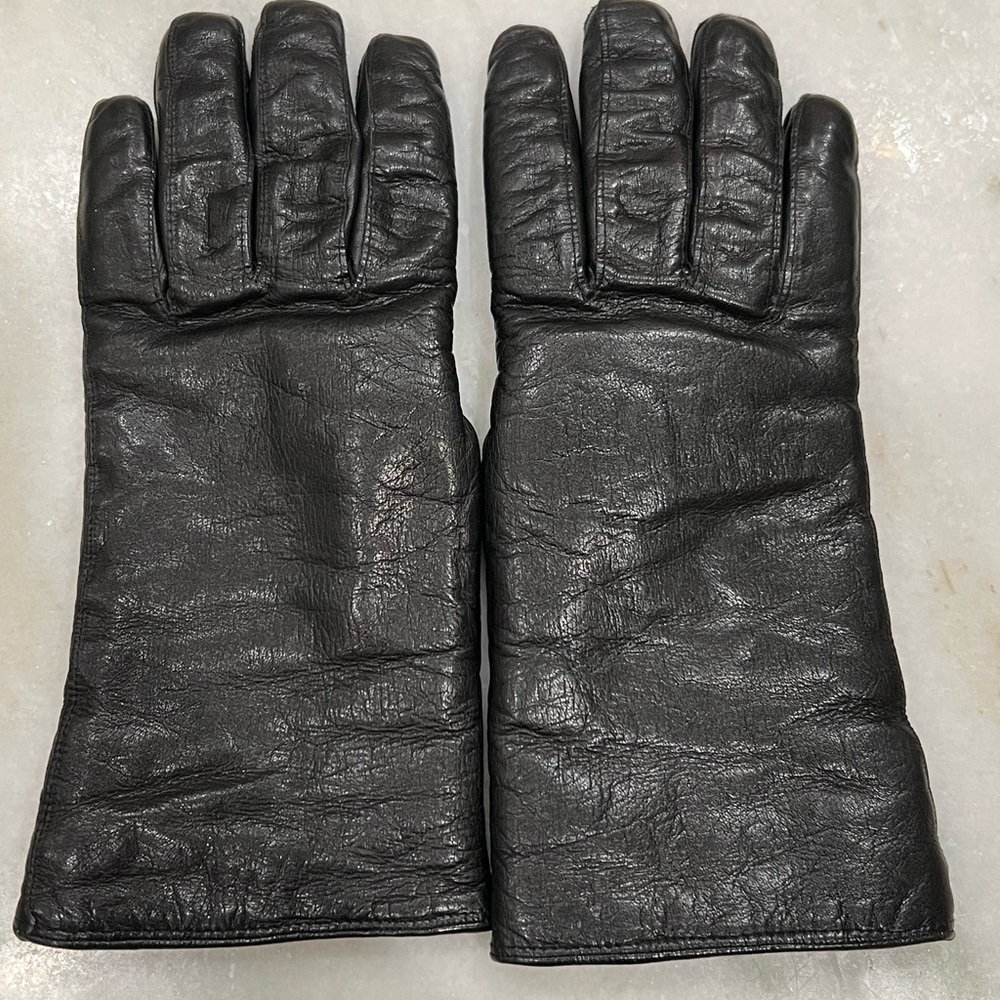 Coach Black Leather Gloves with Shearling Lining
